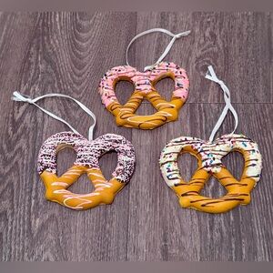 Colorful Chocolate Covered Pretzel Ornament’s Set of 3